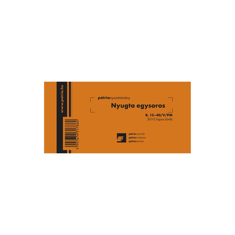 Nyugta (egysoros) B.15-40/V/PM, 50 x 2 lap